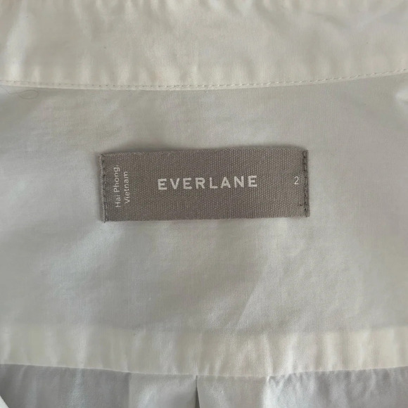 Everlane Classic White Oxford Button Down Long Sleeve  Collared 100% Cotton SZ 2 - Picture 4 of 7